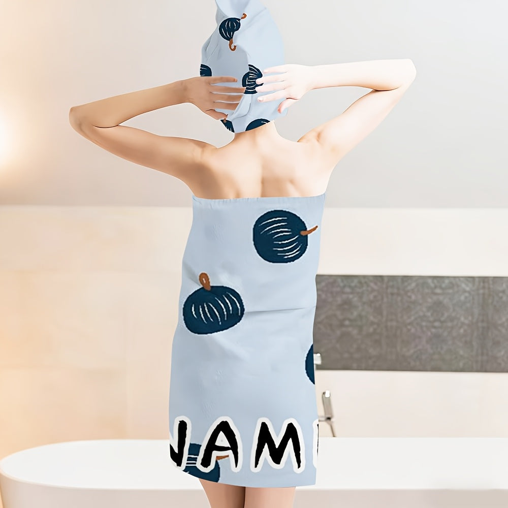 Customizable Printed Bathrobe and Hair Drying Cap | Soft Absorbent Microfiber