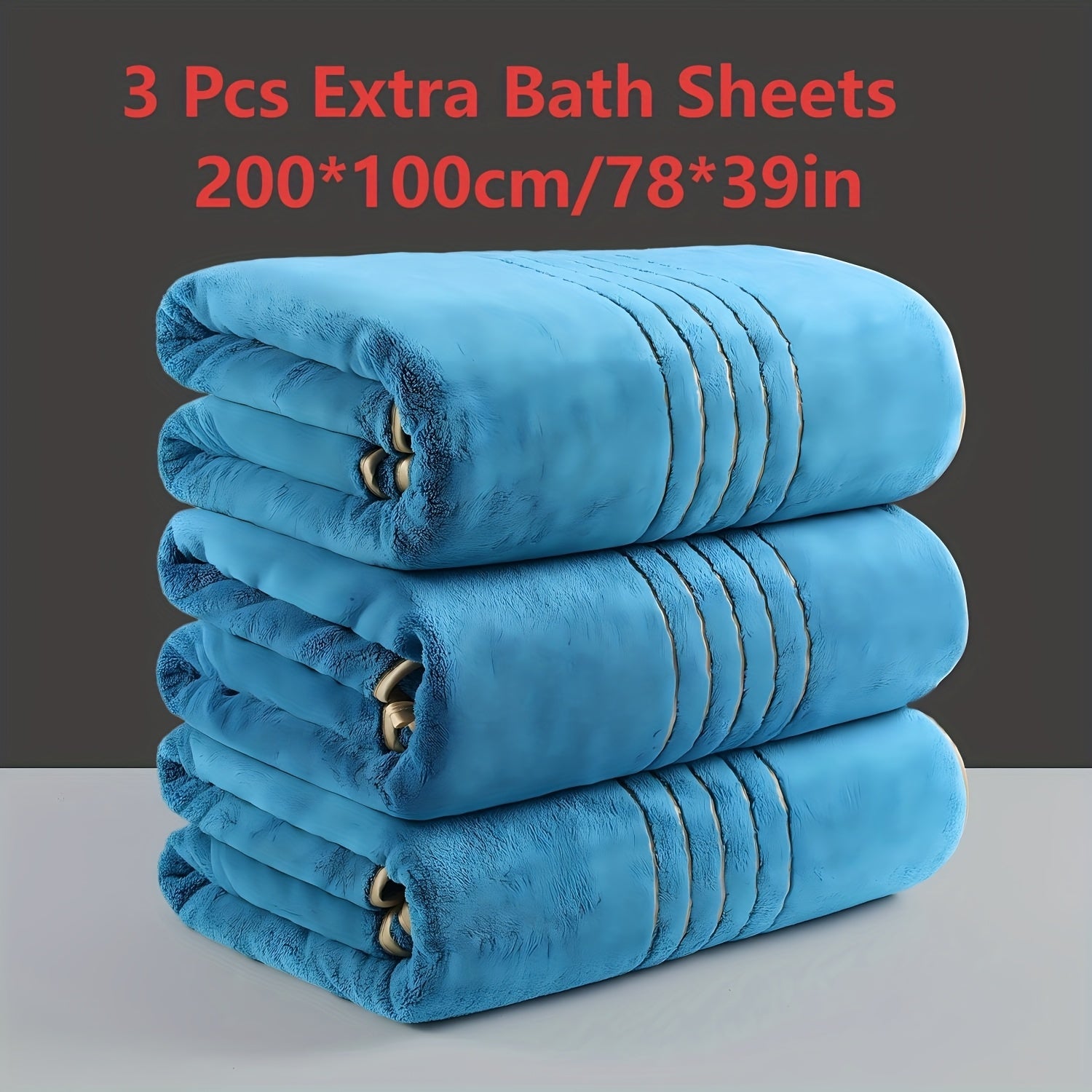 3pcs Extra Large Coral Bath Towel Set for Adults, 39.37x78.74inch, Soft, Absorbent