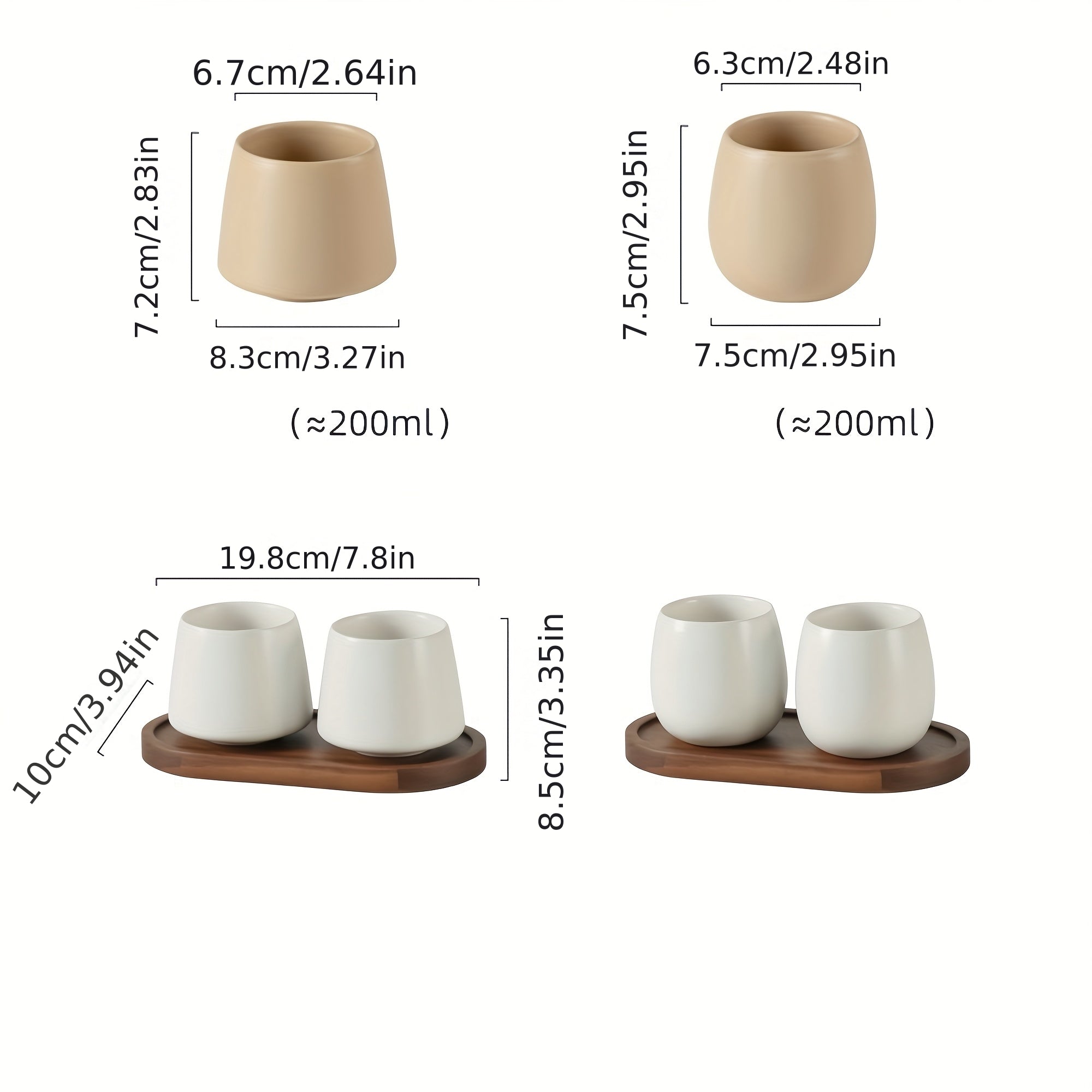 Modern Ceramic Toothbrush Holder & Mouthwash Cup 2-in-1 Set with Eggshell-Shaped Cups & Wood Tray