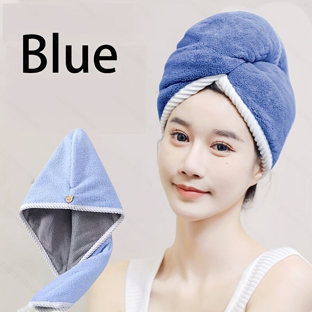 3 Pack Quick-Dry Hair Dry Cap & Towel - Double Thickened Super Absorbent Shower Cap with Coral Fleece