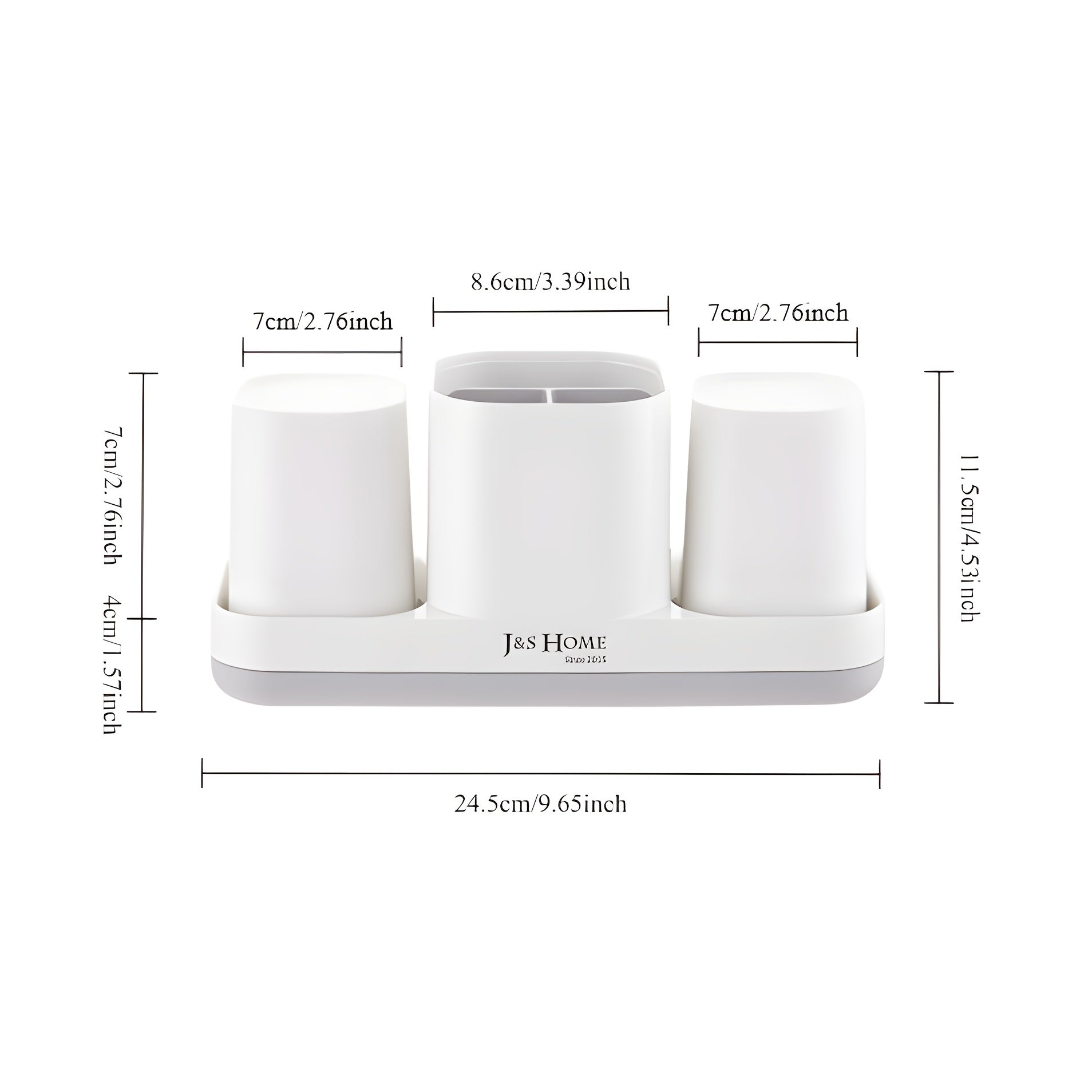 3pcs Bathroom Organizer, Mouthwash Cup Storage Box, Tabletop Type, No Drilling Required, Couple Bathroom Supplies