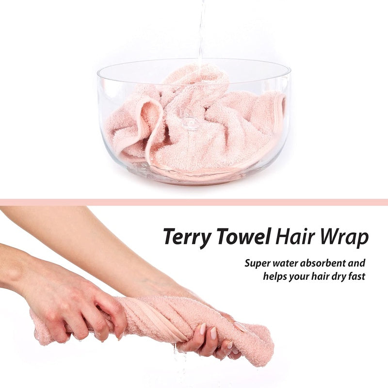 3pcs Terry Cloth Shower Cap for Women | Luxurious Hair Towel Wrap - Non-Frizz