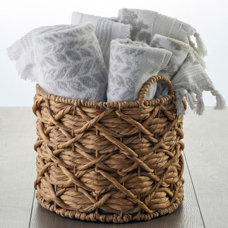 Distred Leaves Luxury 4-Sided Leaf Jacquard Bath & Hand Towel Set (2 Bath + 2 Hand) - OEKO-TEX