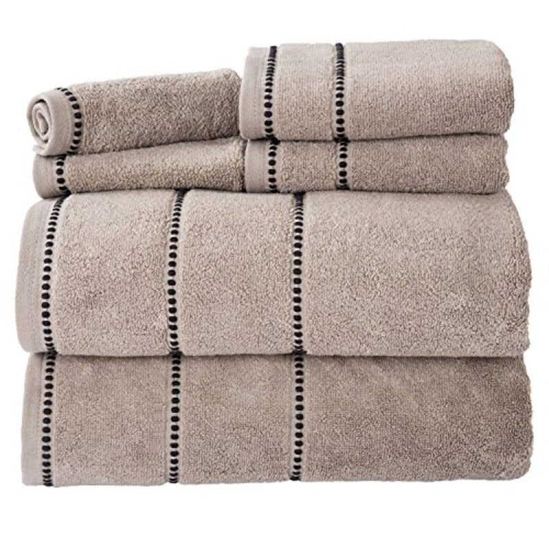 6pcs Luxury 100% Bath Towels Set - Heavyweight 525 GSM with Beaded - 2 Bath Sheets