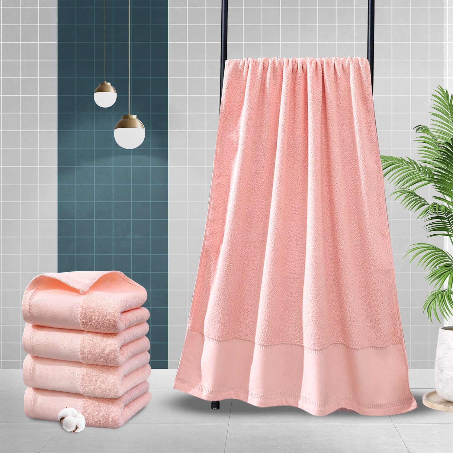 4Pcs Extra Large 31 x 61 Inches Cotton Bath Towels, 100% Cotton, Bigger & Lighter