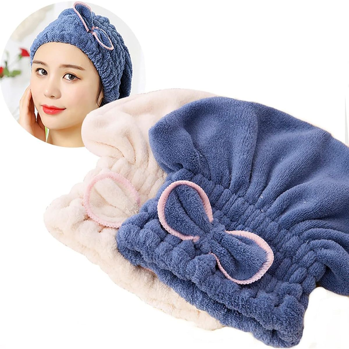 2pcs Microfiber Hair Drying Caps for Women & - Ultra Soft