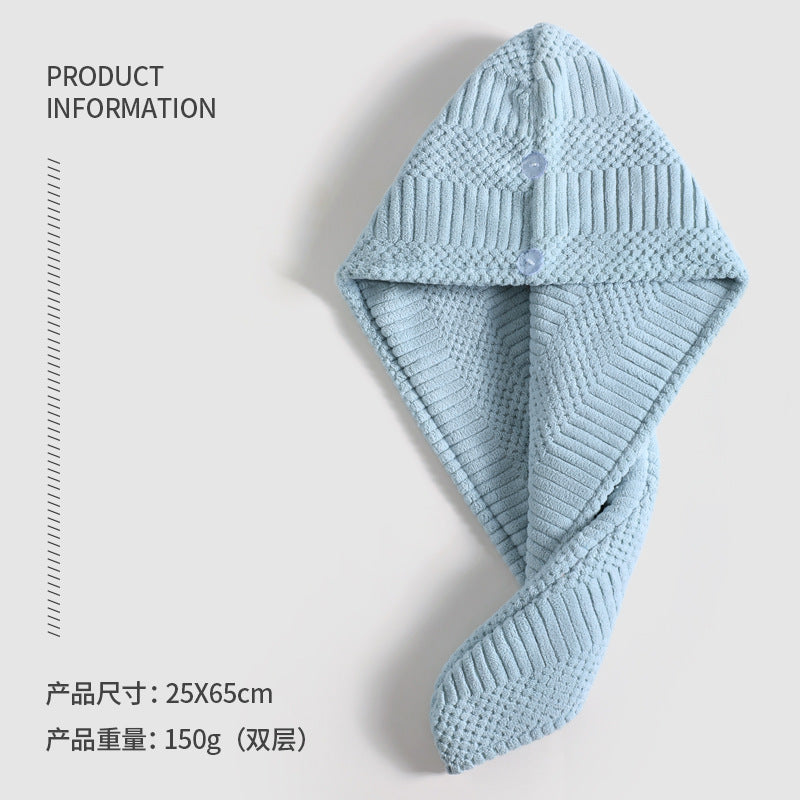 2026 New Auspicious Grid Water-Absorbing Dry Hair Cap | Fabric, Quick Drying, Curl Enhancing