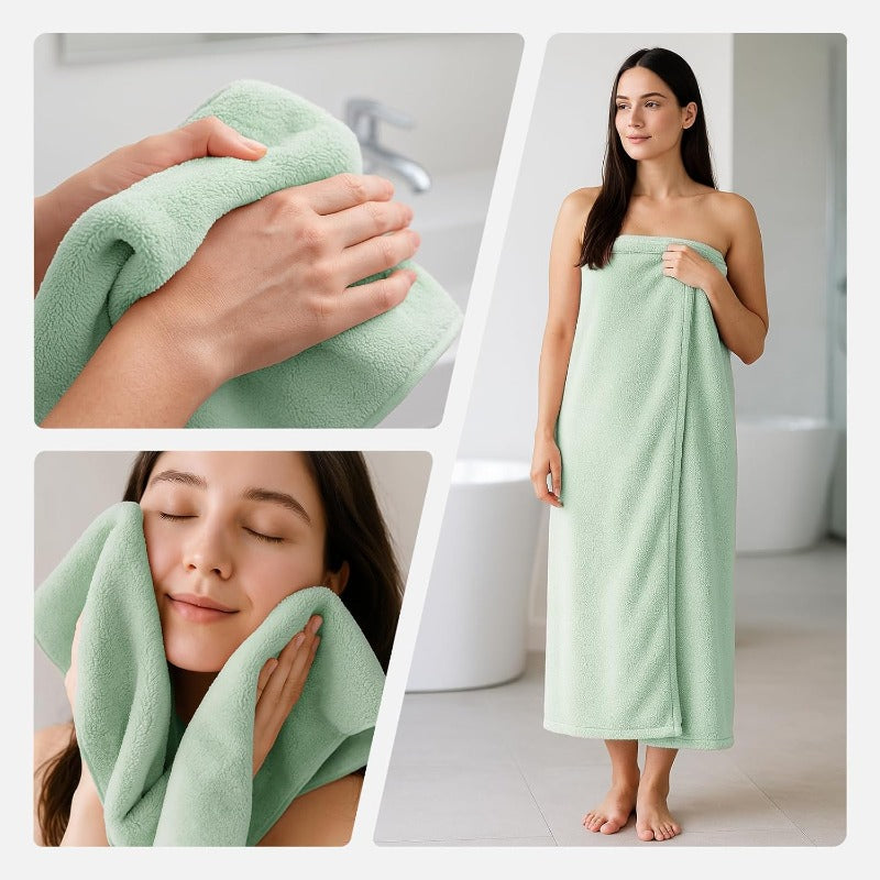 Ultra Soft Bath Towel Set of 6 - Oversized Bath Sheets 70 X35in 670GSM Highly Absorbent Quick Dry Green Towel Sets for Bathroom Spa Hotel Gym