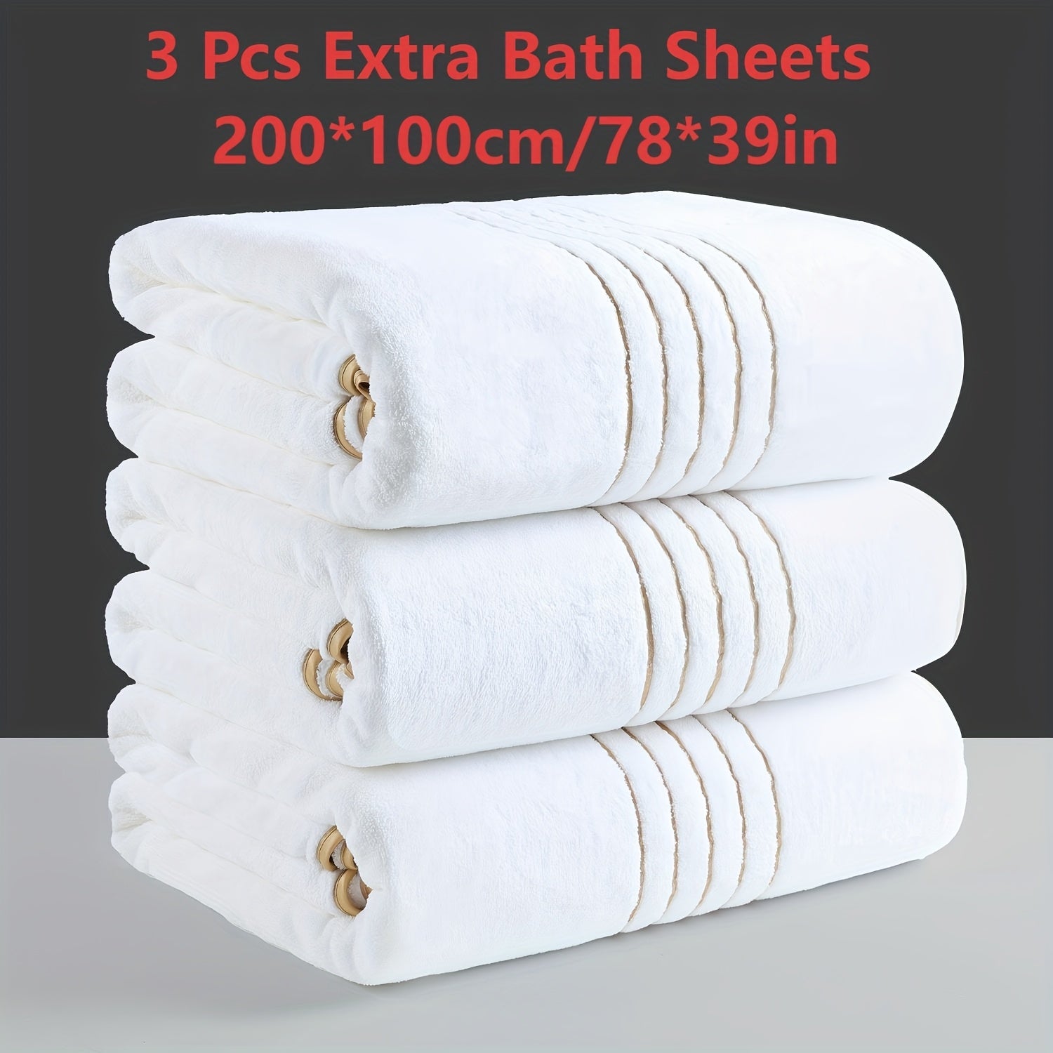 3pcs Extra Large Coral Bath Towel Set for Adults, 39.37x78.74inch, Soft, Absorbent