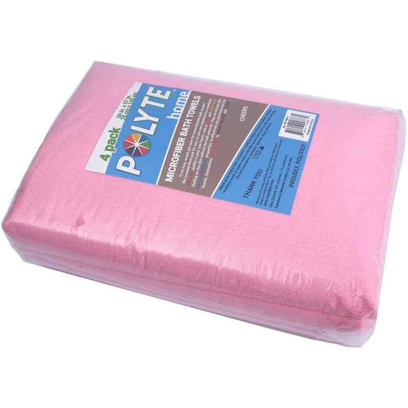 Microfiber Quick Dry Lint Free Bath Towel 57 x 30in Pack of 4 Pink