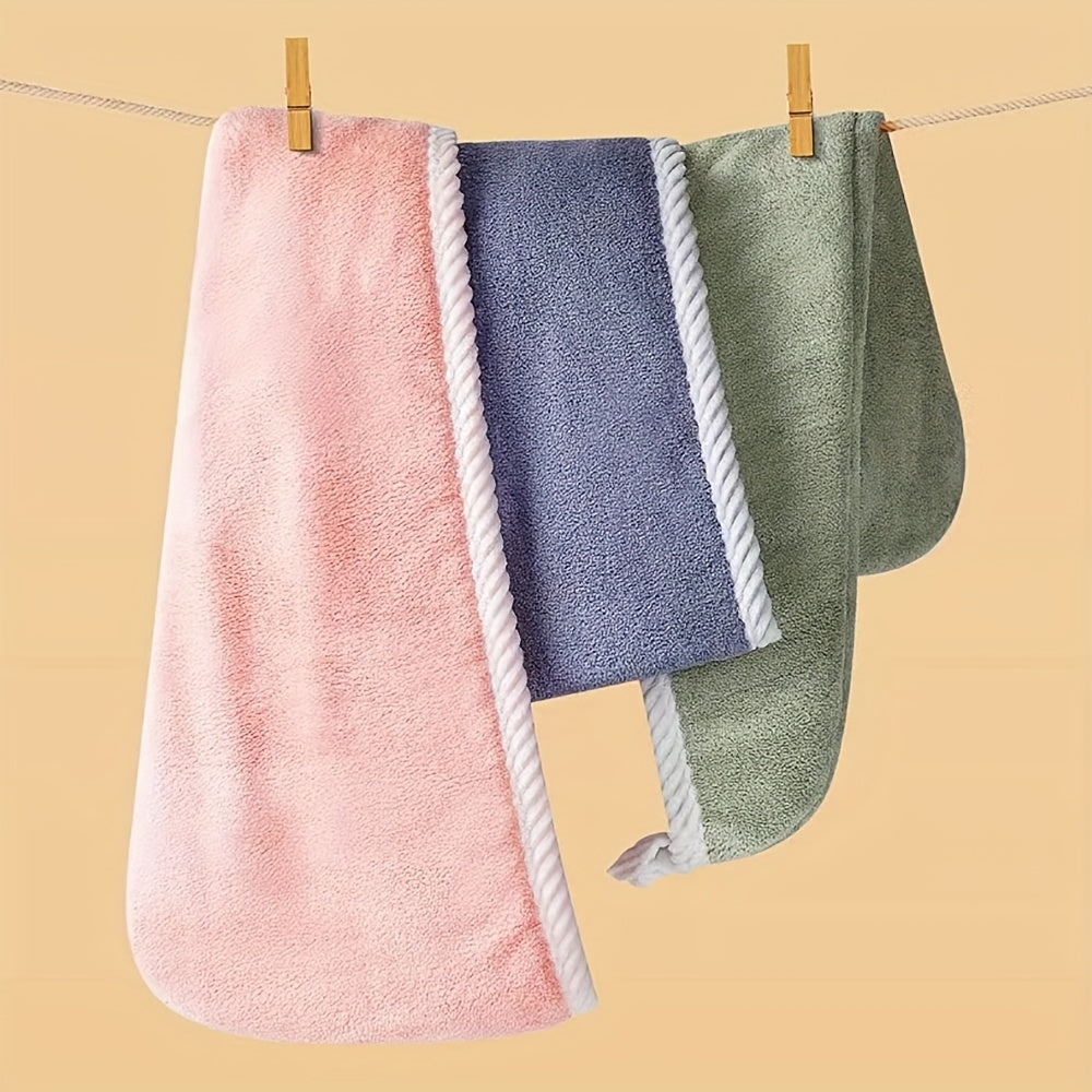 3 Pack Quick-Dry Hair Dry Cap & Towel - Double Thickened Super Absorbent Shower Cap with Coral Fleece