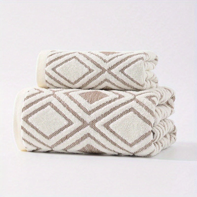 Modern Minimalist 100-Character Ladder Towel and Bath Towel Set | Elegant Couple Towels