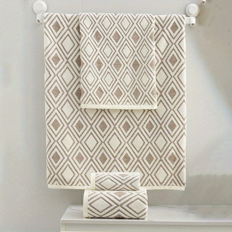 Modern Minimalist 100-Character Ladder Towel and Bath Towel Set | Elegant Couple Towels