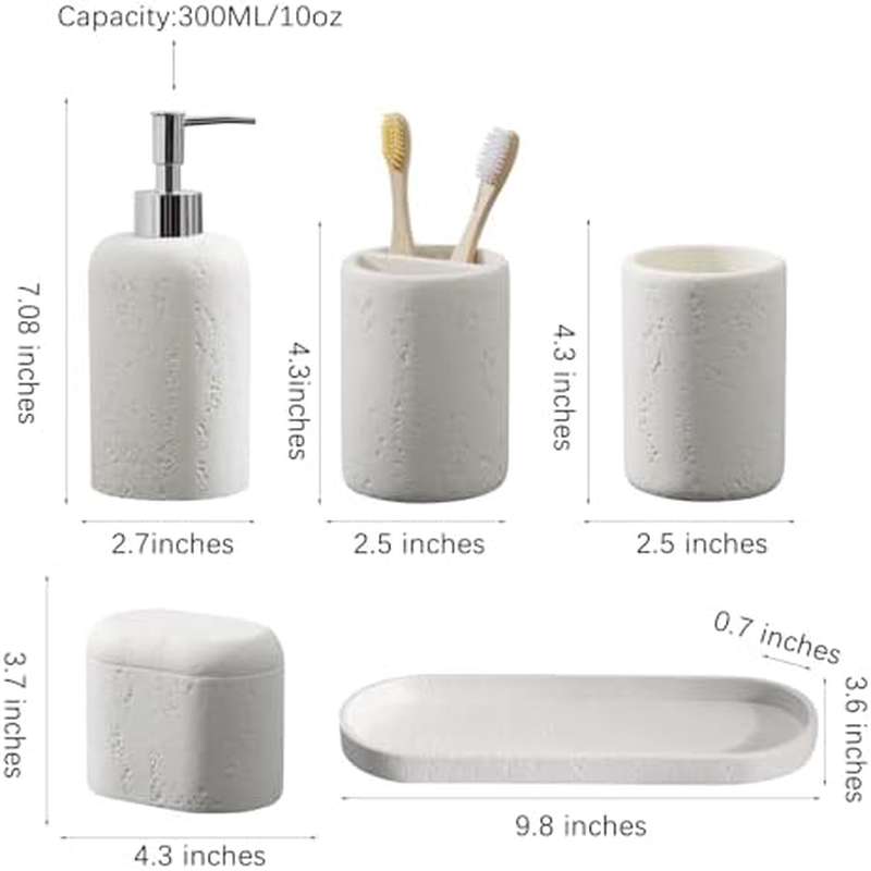 Bathroom Accessories Set, 7PCS Modern Bathroom Accessory Set with Soap Dispenser, Mouthwash Cup Toothbrush Holder