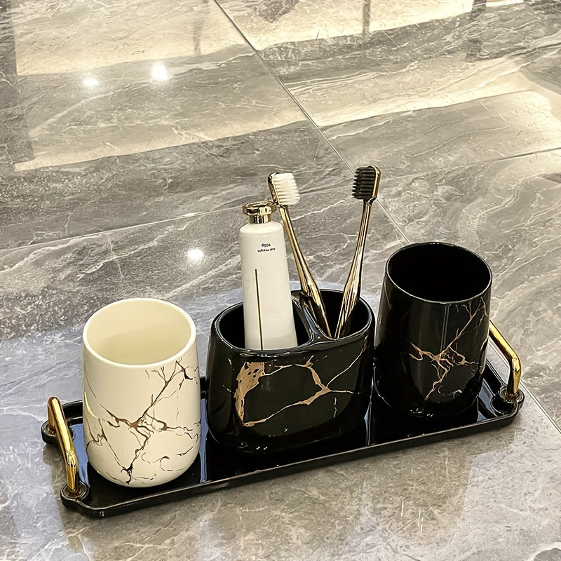 Marble Bathroom Set 4pcs Ceramic Marble Bathroom Accessories Wash Set