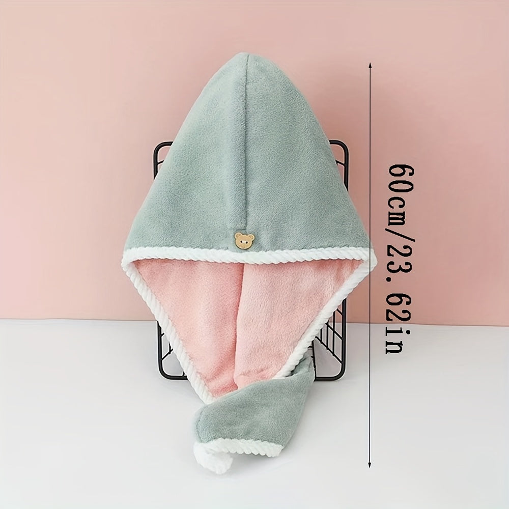 3 Pack Quick-Dry Hair Dry Cap & Towel - Double Thickened Super Absorbent Shower Cap with Coral Fleece
