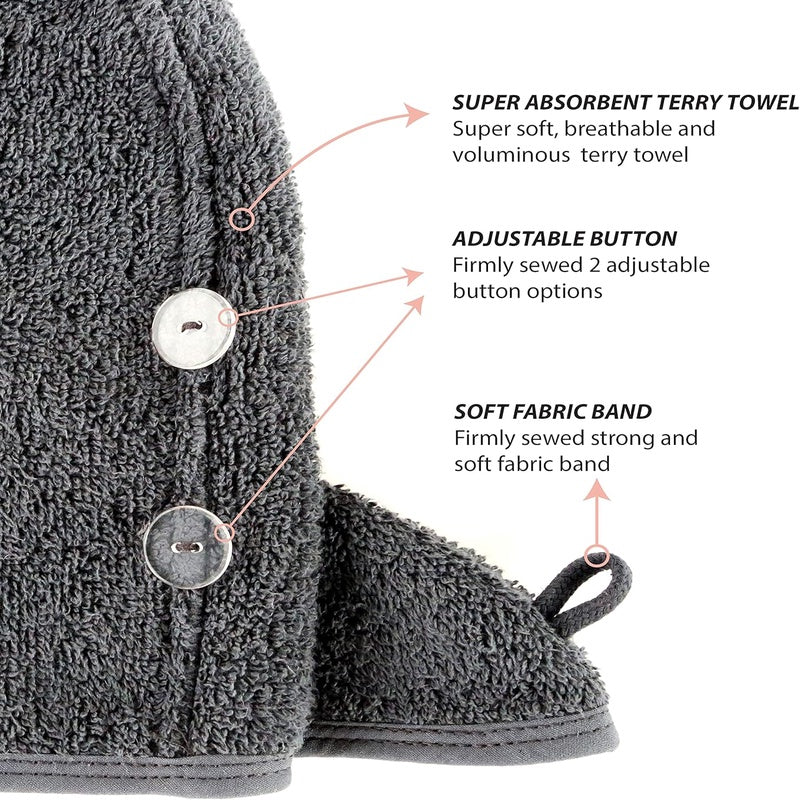 3pcs Terry Cloth Shower Cap for Women | Luxurious Hair Towel Wrap - Non-Frizz