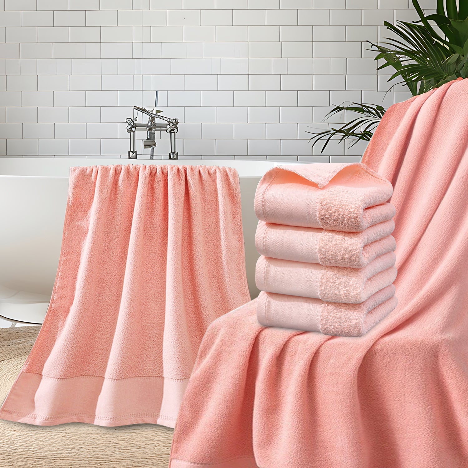 4Pcs Extra Large 31 x 61 Inches Cotton Bath Towels, 100% Cotton, Bigger & Lighter