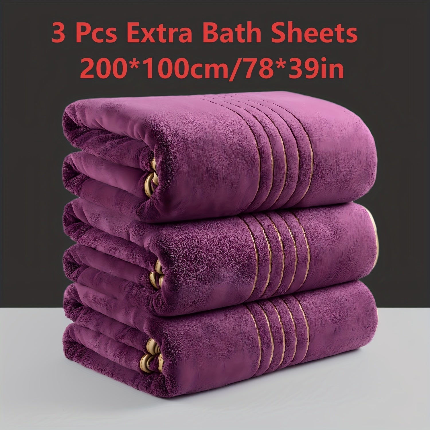 3pcs Extra Large Coral Bath Towel Set for Adults, 39.37x78.74inch, Soft, Absorbent