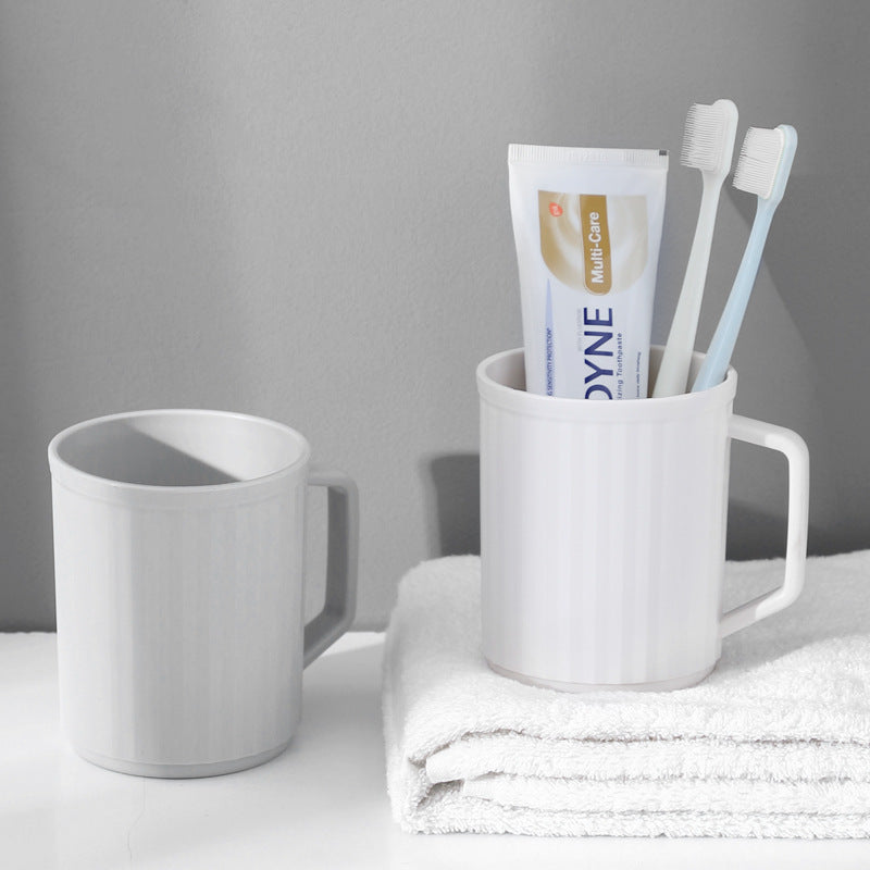 Large Capacity Heavy-Duty Toothbrush & Mouthwash Cup with Handle - Thickened Plastic Bathroom Organizer