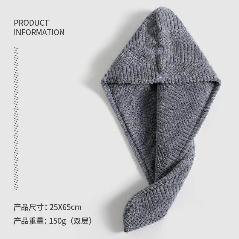 2026 New Auspicious Grid Water-Absorbing Dry Hair Cap | Fabric, Quick Drying, Curl Enhancing