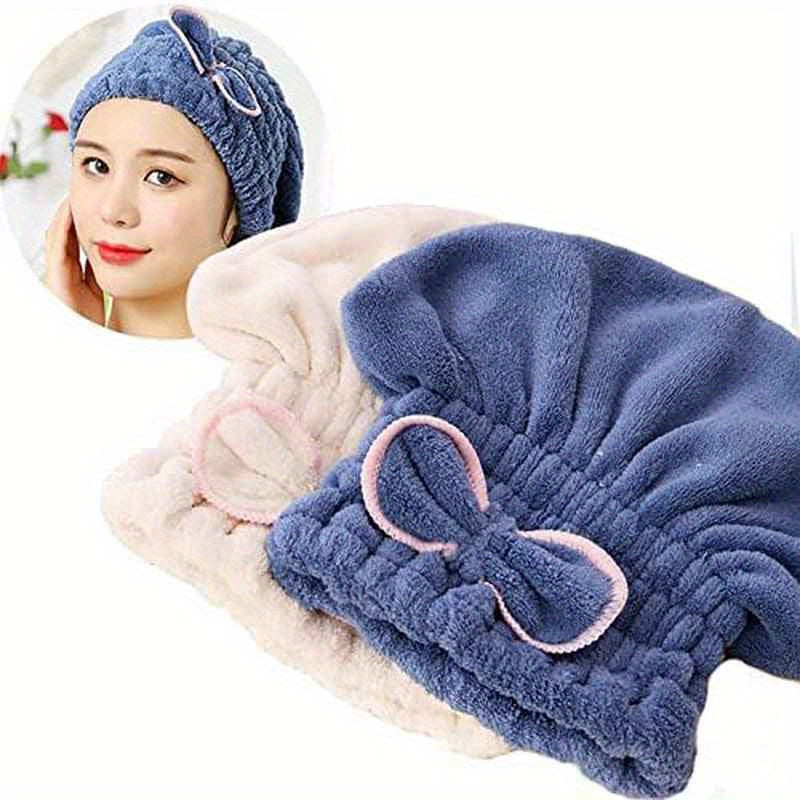 2pcs Microfiber Hair Drying Caps for Women & - Soft, Fast-Drying Hair Towel Wrap with Pink Bow