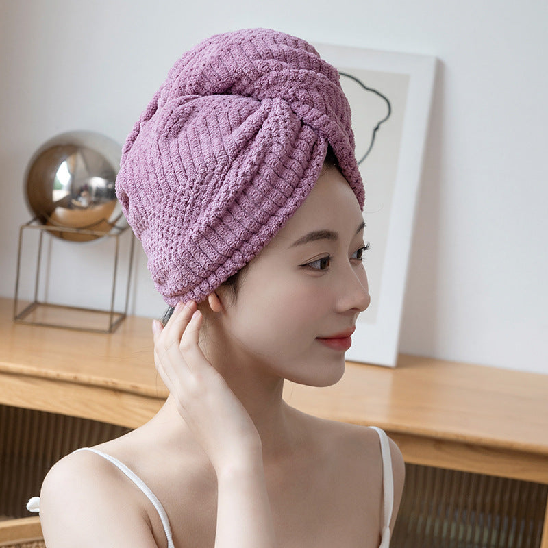 2026 New Auspicious Grid Water-Absorbing Dry Hair Cap | Fabric, Quick Drying, Curl Enhancing