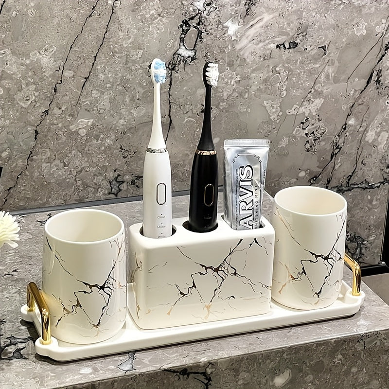 Marble Bathroom Set 4pcs Ceramic Marble Bathroom Accessories Wash Set