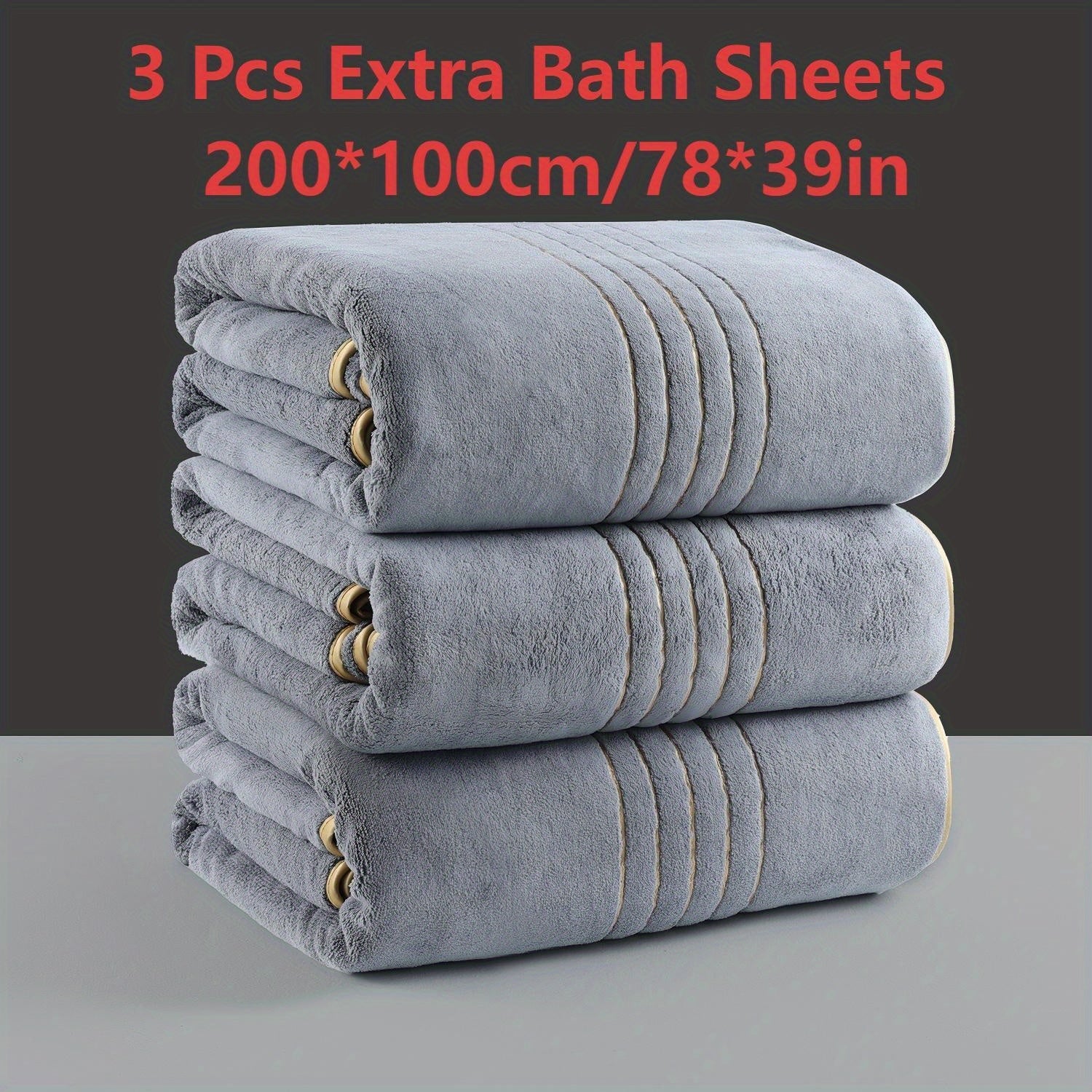 3pcs Extra Large Coral Bath Towel Set for Adults, 39.37x78.74inch, Soft, Absorbent