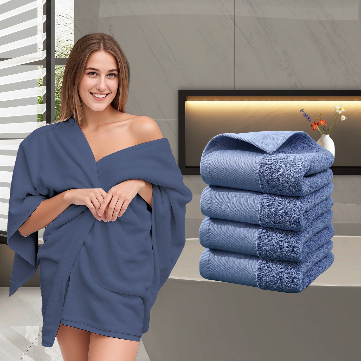 4Pcs Extra Large 31 x 61 Inches Cotton Bath Towels, 100% Cotton, Bigger & Lighter