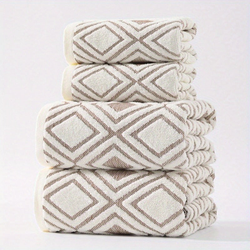 Modern Minimalist 100-Character Ladder Towel and Bath Towel Set | Elegant Couple Towels