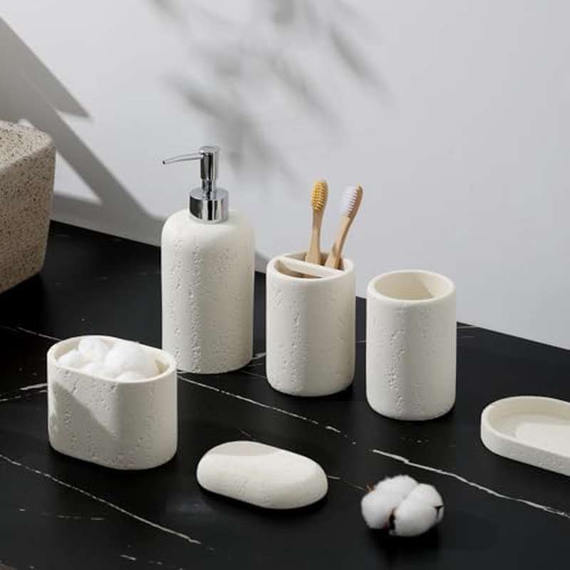 Bathroom Accessories Set, 7PCS Modern Bathroom Accessory Set with Soap Dispenser, Mouthwash Cup Toothbrush Holder