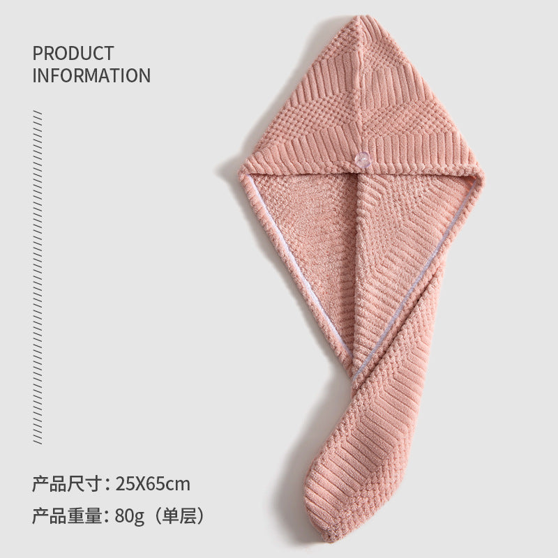 2026 New Auspicious Grid Water-Absorbing Dry Hair Cap | Fabric, Quick Drying, Curl Enhancing